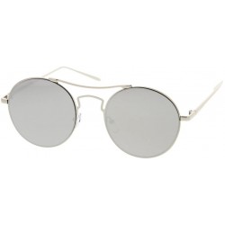 Round Fashion Wired Round Double Bar Flash Lens Women Sunglasses Model S60W3205 - Silver - C4183KTTIXR $19.13