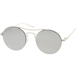 Round Fashion Wired Round Double Bar Flash Lens Women Sunglasses Model S60W3205 - Silver - C4183KTTIXR $12.05