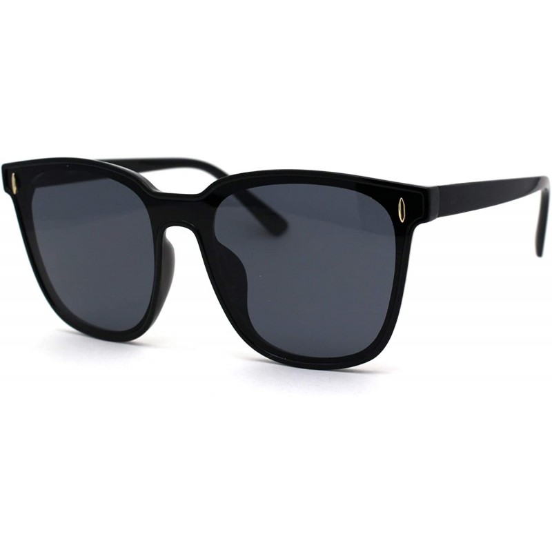 Rectangular Mens Hipster Inset Lens Large Horn Rim Retro Plastic Sunglasses - All Black - CO196EEDMK0 $15.29