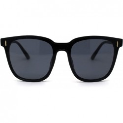 Rectangular Mens Hipster Inset Lens Large Horn Rim Retro Plastic Sunglasses - All Black - CO196EEDMK0 $15.29
