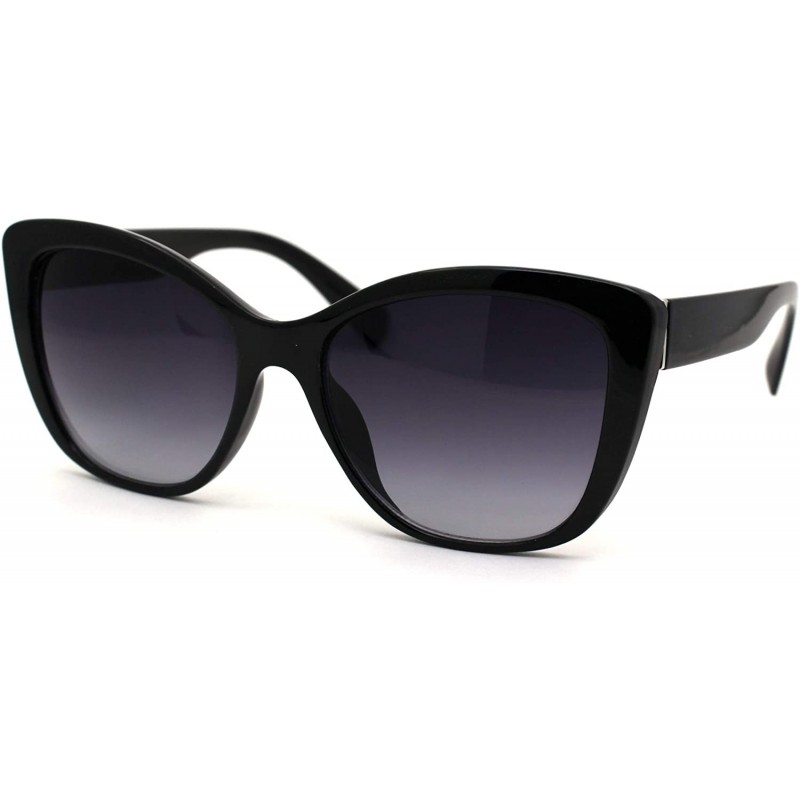 Cat Eye Womens Retro Oversize Cat Eye Designer Fashion Sunglasses - Black Smoke - CD196QTULKY $11.81