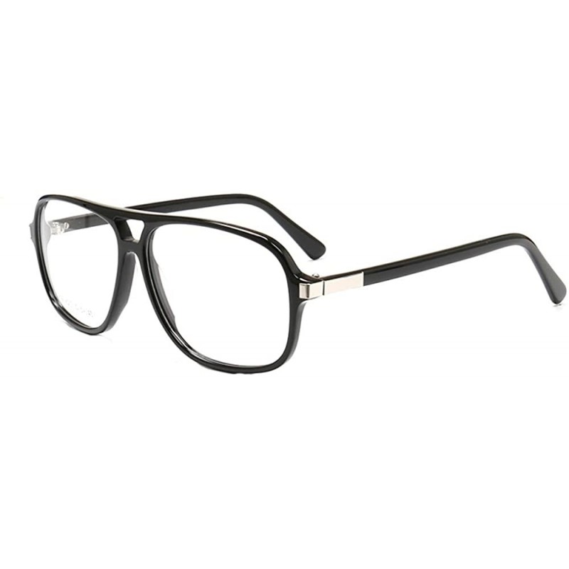 Aviator Unisex Lightweight Retro 80's Aviator Style Prescription Eyeglass Frames - Black - CZ18O8AC55H $17.35