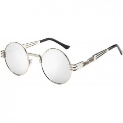 Round Womens Mens Retro Round Circle Frame Sunglasses Flat Lens Vintage Steampunk Shades UV400 - A - CS18U8LIIO9 $22.86