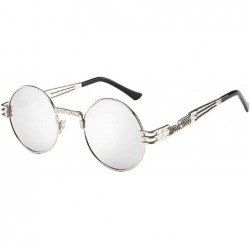 Round Womens Mens Retro Round Circle Frame Sunglasses Flat Lens Vintage Steampunk Shades UV400 - A - CS18U8LIIO9 $21.69