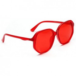 Square Retro new fashion luxury candy color square brand designer ladies sunglasses - Red - CX18M0MZ7DZ $8.58