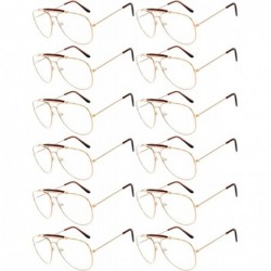 Aviator 12 Pairs Classic Aviator Sunglasses Metal Gold Silver Black Colored Mirror Lens (Avi_Brow_Bar_Gold_12_P- Colored) - C...