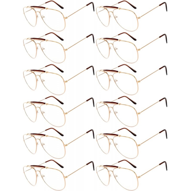 Aviator 12 Pairs Classic Aviator Sunglasses Metal Gold Silver Black Colored Mirror Lens (Avi_Brow_Bar_Gold_12_P- Colored) - C...