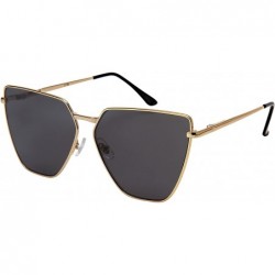 Oversized Oversized Cat Eye Flat Lens Sunnies Spring Hinge W/Fiber Case M3158S - Gold/Grey Lens - CX187IZXD35 $19.08