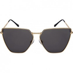Oversized Oversized Cat Eye Flat Lens Sunnies Spring Hinge W/Fiber Case M3158S - Gold/Grey Lens - CX187IZXD35 $9.92