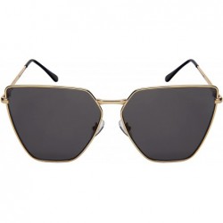 Oversized Oversized Cat Eye Flat Lens Sunnies Spring Hinge W/Fiber Case M3158S - Gold/Grey Lens - CX187IZXD35 $9.92