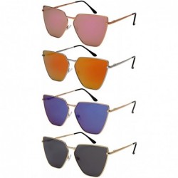 Oversized Oversized Cat Eye Flat Lens Sunnies Spring Hinge W/Fiber Case M3158S - Gold/Grey Lens - CX187IZXD35 $9.92