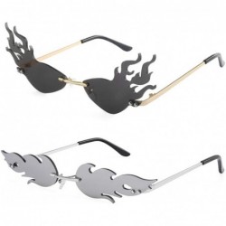 Rimless 2 Pieces Fire Flame Sunglasses for Women Men - Rimless Wave Sun Glasses Eyewear for Party - C5 - CV1900TKM2E $18.08