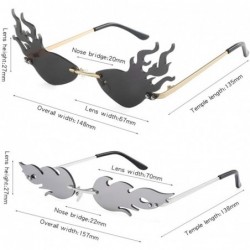 Rimless 2 Pieces Fire Flame Sunglasses for Women Men - Rimless Wave Sun Glasses Eyewear for Party - C5 - CV1900TKM2E $8.92