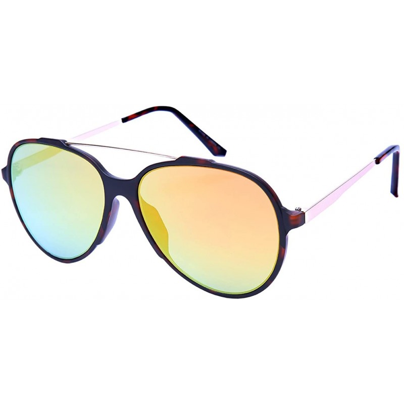 Aviator Modern Top Bar Aviators w/Flat Color Mirrored Lens 53094-FLREV - Matte Demi - C1182KDNMR0 $9.43