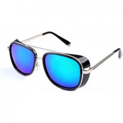 Square Men and women windproof sunglasses retro personality square sunglasses - C6 - CQ18DCUDNHO $17.38