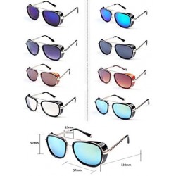 Square Men and women windproof sunglasses retro personality square sunglasses - C6 - CQ18DCUDNHO $7.32