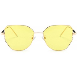 Goggle Hot fashion women cat polarized sunglasses brand designer metal frame sun photochromic goggles - Rose&gold - CD18MHTQ9...