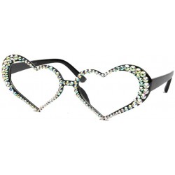 Goggle Woman's Cute Cat's Eye Heart Sunglasses with Diamond Insert for Ultraviolet Protection - Transparent - CF18YEUR3TY $30.77