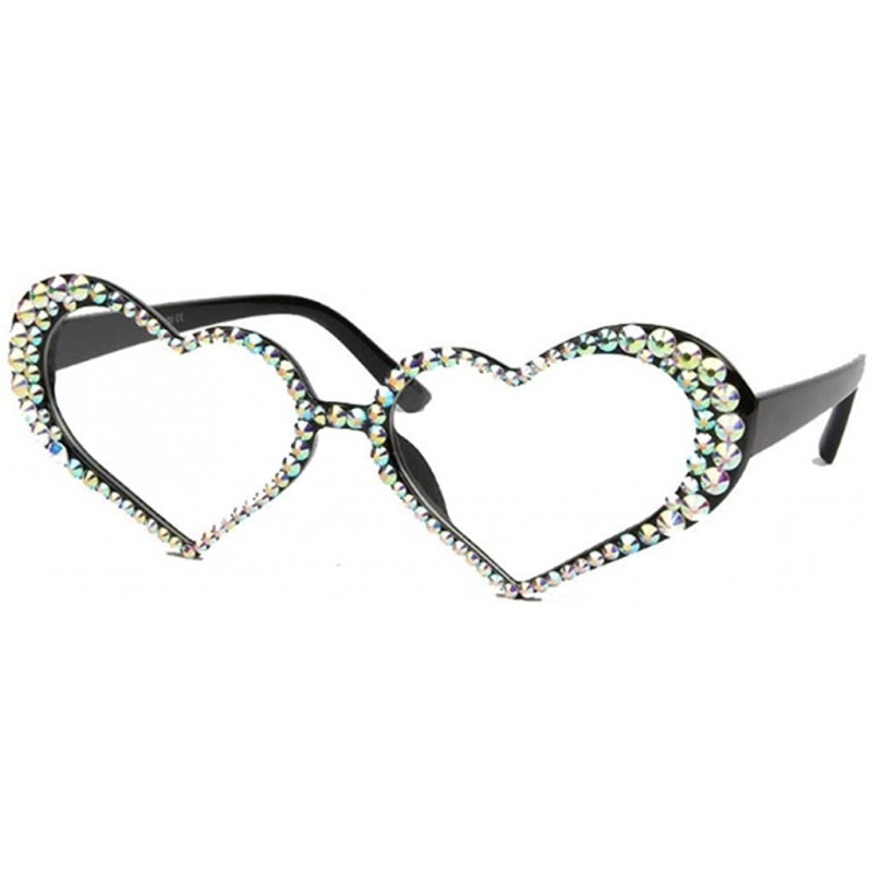 Goggle Woman's Cute Cat's Eye Heart Sunglasses with Diamond Insert for Ultraviolet Protection - Transparent - CF18YEUR3TY $54.78