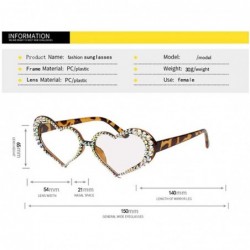 Goggle Woman's Cute Cat's Eye Heart Sunglasses with Diamond Insert for Ultraviolet Protection - Transparent - CF18YEUR3TY $30.77