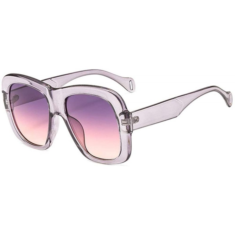 Square 2019 new fashion trend big box two-color unisex luxury brand designer sunglasses UV400 - Grey Pink - CL18NEX4HNY $22.53