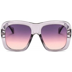 Square 2019 new fashion trend big box two-color unisex luxury brand designer sunglasses UV400 - Grey Pink - CL18NEX4HNY $22.53
