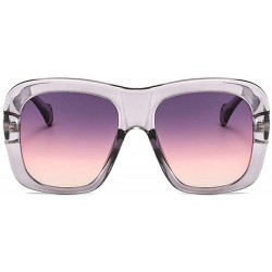 Square 2019 new fashion trend big box two-color unisex luxury brand designer sunglasses UV400 - Grey Pink - CL18NEX4HNY $12.78