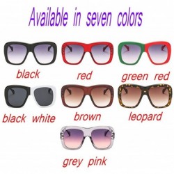 Square 2019 new fashion trend big box two-color unisex luxury brand designer sunglasses UV400 - Grey Pink - CL18NEX4HNY $12.78