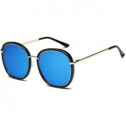 Goggle Classical Big Oversized Oval Round Retro Floral Fashion Polarized Women Sunglasses - Black & Blue - CA18GDIUXTA $28.91