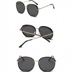 Goggle Classical Big Oversized Oval Round Retro Floral Fashion Polarized Women Sunglasses - Black & Blue - CA18GDIUXTA $13.69