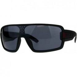Shield Mens Sporty Robotic Shield Kush Gangster Plastic Sunglasses - Black Red - CA18CNLKC2I $19.29