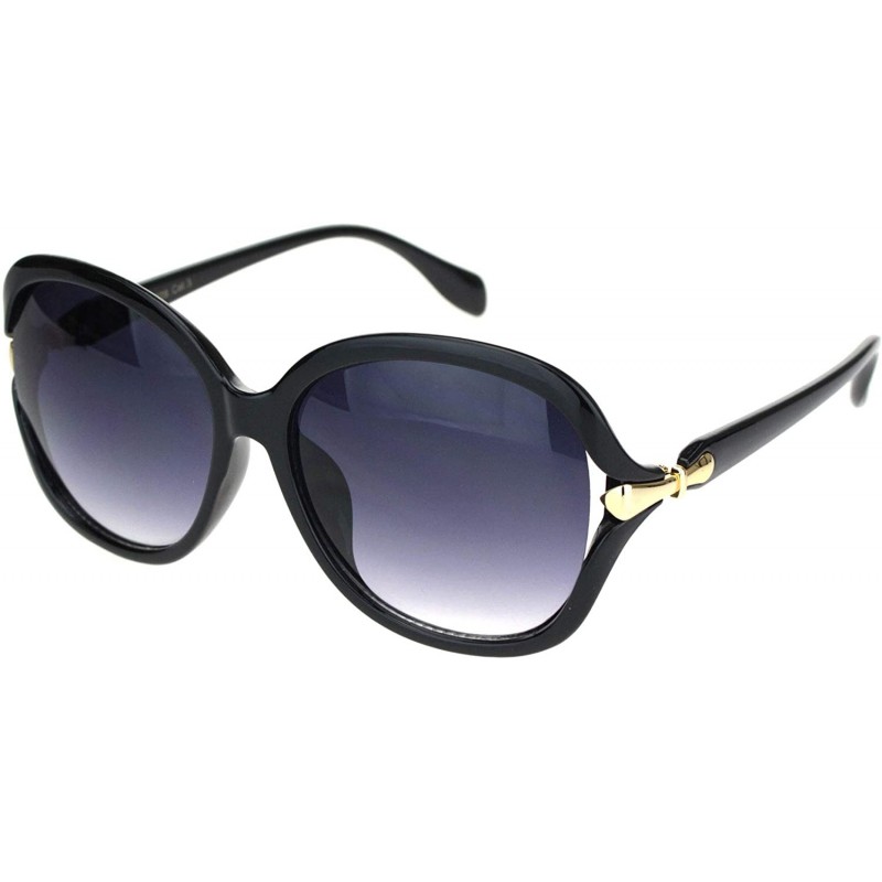 Butterfly Womens Ribbon Expose Side Lens Luxury Butterfly Sunglasses - Black Smoke - C518OQTWA69 $9.51