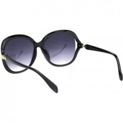 Butterfly Womens Ribbon Expose Side Lens Luxury Butterfly Sunglasses - Black Smoke - C518OQTWA69 $9.51
