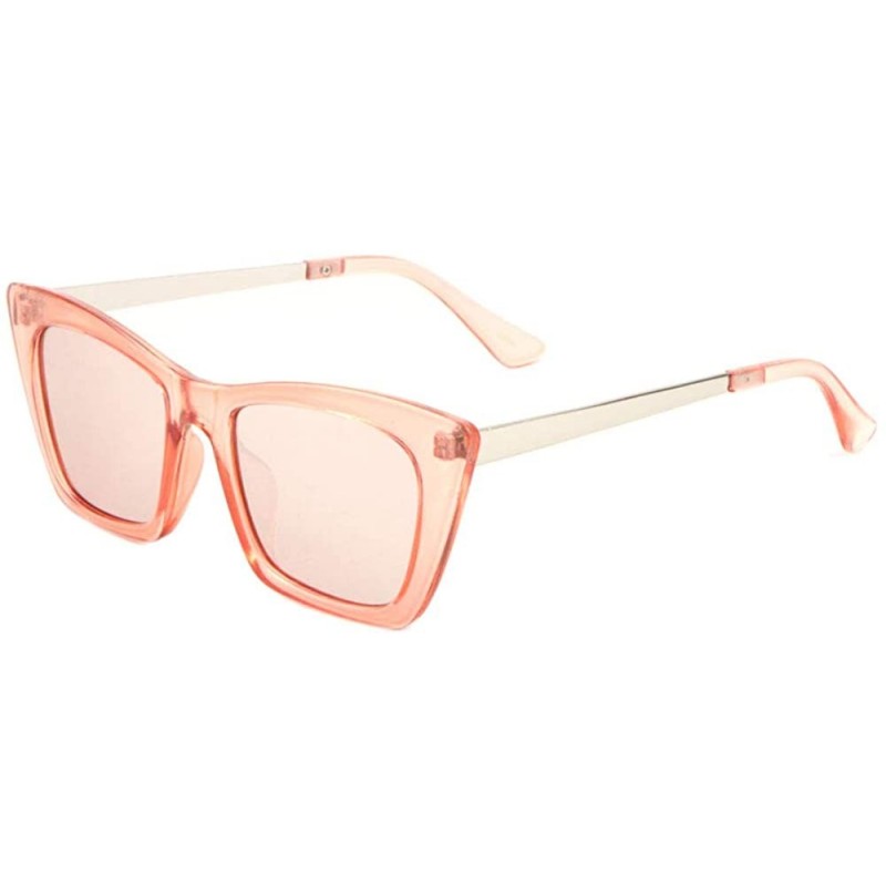 Cat Eye Thick Plastic Frame Square Cat Eye Sunglasses - Pink Crystal - CK1987GUEMR $14.52