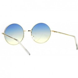 Round 2 Tone Color Lens Retro Vintage Style Round Circle Hippie Groovy Sunglasses - Blue Yellow - CL12O0MWMUT $13.38