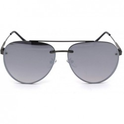 Rimless Luxury Rimless Double Bridge Designer Racer Pilots Sunglasses - Gunmetal Silver Mirror - CV18WUL6H76 $26.27