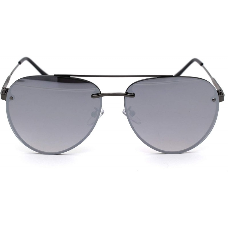 Rimless Luxury Rimless Double Bridge Designer Racer Pilots Sunglasses - Gunmetal Silver Mirror - CV18WUL6H76 $11.21