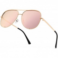 Aviator Mirrored Aviator Sunglasses For Men Women Fashion Designer UV400 Sun Glasses - Gold/Pink Mirrored - CJ18DTKGZOH $28.88