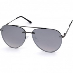 Rimless Luxury Rimless Double Bridge Designer Racer Pilots Sunglasses - Gunmetal Silver Mirror - CV18WUL6H76 $11.21