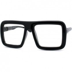 Oversized Thick Square Glasses Clear Lens Eyeglasses Frame Super Oversized Fashion - Black - C6187X74Y3C $17.12