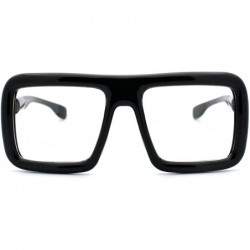 Oversized Thick Square Glasses Clear Lens Eyeglasses Frame Super Oversized Fashion - Black - C6187X74Y3C $8.91