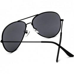 Oval Fashion Unisex 21SUNglasses Metal Frame with Case UV400 Protection - Black Frame/Black Lens - C318WH8ADAR $18.92