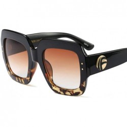 Rectangular Designer Oversized Squared Sunglasses for Women Statement Thick Rectangle Frame - Black Tortoise - CE18S9QRGYU $1...