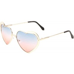 Butterfly Oceanic Color Heart Shape Lens Double Side Thin Rim Frame Sunglasses - Blue Pink - CV1987H62EX $32.36