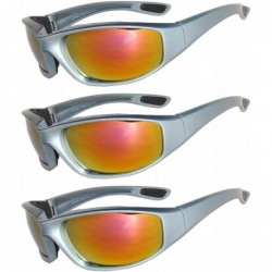 Goggle Padded Riding Glasses - Silver Red (3 Pack) - CH17YD79QN9 $29.58