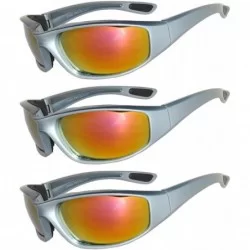 Goggle Padded Riding Glasses - Silver Red (3 Pack) - CH17YD79QN9 $16.52