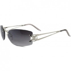 Rectangular Rimless Rectangle Sunglasses Womens Elegant Slick Design Stylish Frame - Silver & Gray - C118T30MX5A $22.97