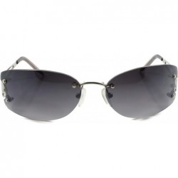 Rectangular Rimless Rectangle Sunglasses Womens Elegant Slick Design Stylish Frame - Silver & Gray - C118T30MX5A $9.37