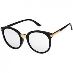 Round Sunglasses for Men and Women Matte Finish Beach Trip Sun Glasses Color Mirror Lens 100% Uv Blocking - White - CN194Z4MN...