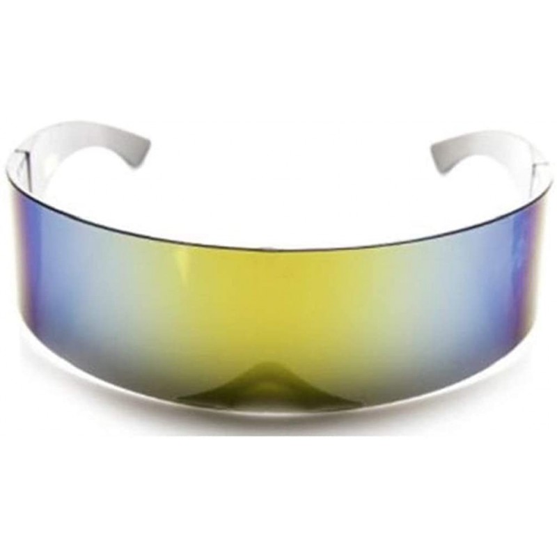 Wrap 1 Pcs Futuristic Robocop Cyclops Outter Space Robot Shield Sunglasses Mirrored - Choose Color - Sun - C418GLT30O9 $21.24